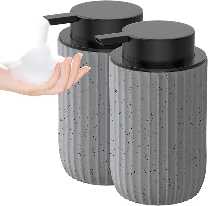 Ceramic Foaming Hand Soap Dispenser 2Pack，12 oz Bathroom Soap Dispensers， by POSOSTO
