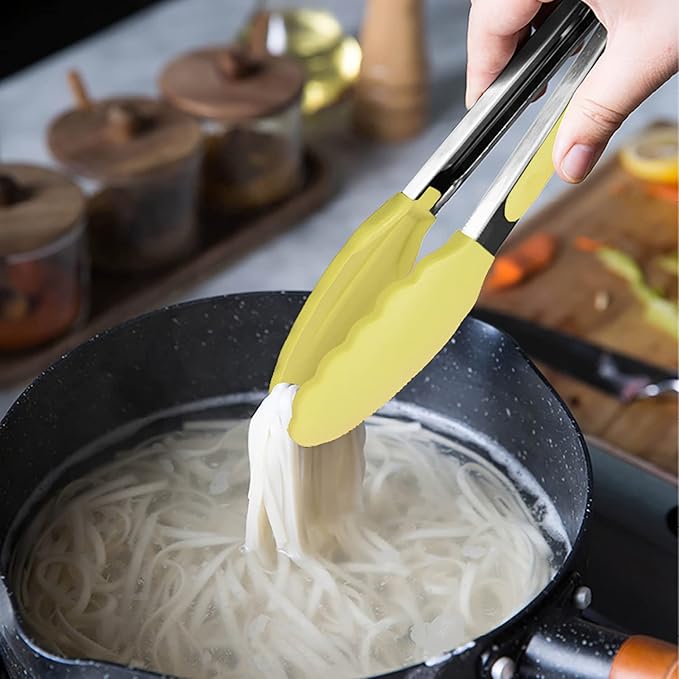 HINMAY Small Appetizer Tongs 7-Inch Silicone Tipped Kitchen Tongs - Image 5