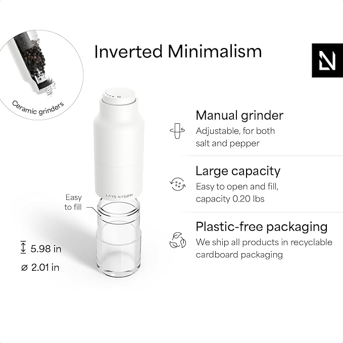 LARS NYSØM Salt and Pepper Grinder Set, Stainless Steel Manual Salt and Pepper - Image 4