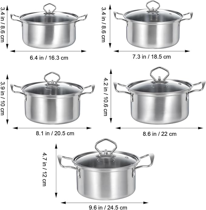 Kichvoe 5 Sets Stainless Steel Stock Pots Set - Image 2