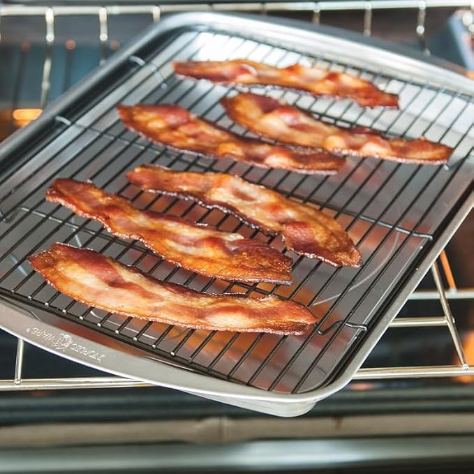 Nordic Ware Oven Crisp Baking Tray 2pc Set Includes Pan and Rack; Natural - Image 3