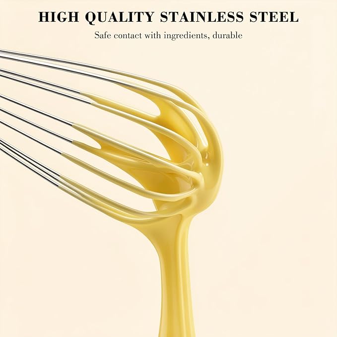 NileHome Whisk, Stainless Steel Wisk Set 8" 10" Kitchen Whisk Wisking Tool - Image 4