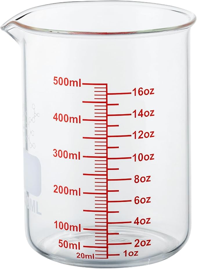 High Borosilicate Glass Measuring Cup-V-Shaped Spout, 500ml Glass Measuring by AckersBORO33