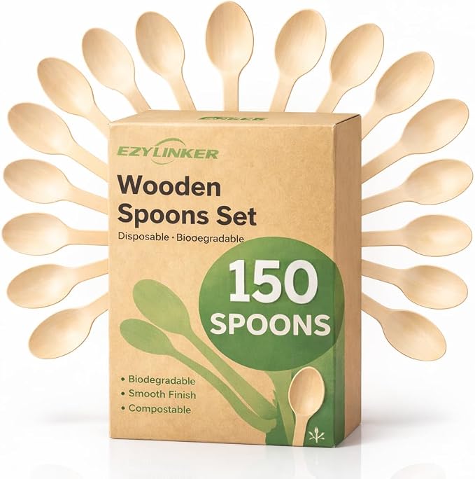 150Pack Compostable Spoons by EZYLINKER