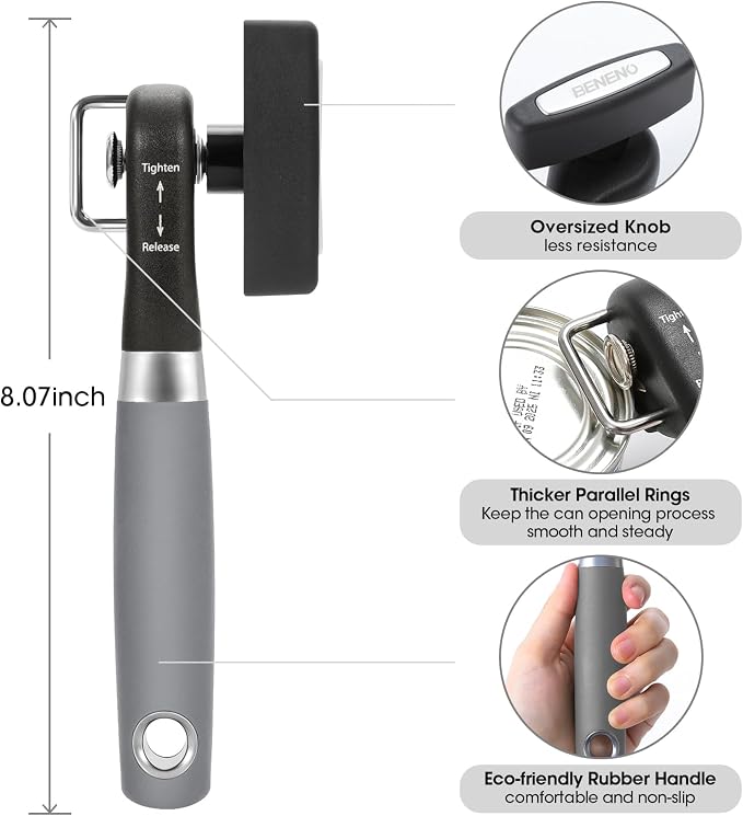 Beneno Can Opener, Manual Side Safe Cut Can Opener Smooth Edge - Image 2