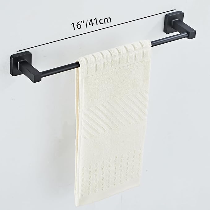Matte Black Bathroom Hardware Set 8 Pieces, Towel Bar Set Stainless Steel Wall - Image 3