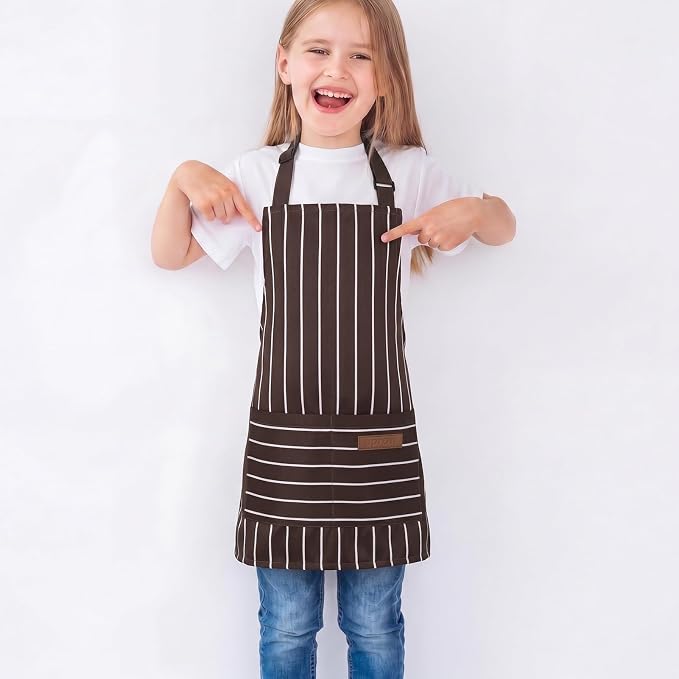 2 Pack Stripes Kids Apron, Kids Cooking Aprons - Image 7