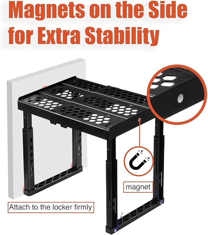 Piffny Locker Organizer Shelf， Adjustable Width and Height, Ideal Locker Shelf - Image 6