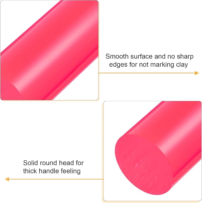 HARFINGTON Acrylic Clay Roller 6 Inch x 1 Inch Solid Non-Stick Plastic Round - Image 4