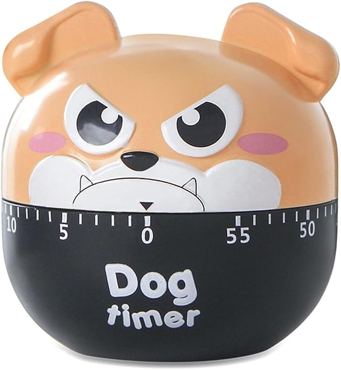 Cute Dog Kitchen Timer Manual Mechanical Rotating Alarm 55 Minutes Countdown by hobbyme