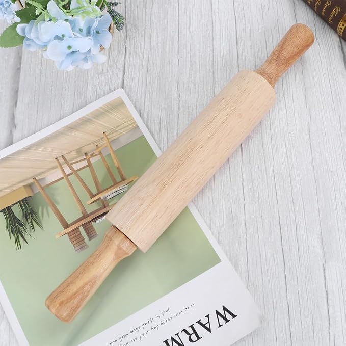 PRETYZOOM Wooden Rolling Pin 10.82In Dough Pastry Roller - Image 8