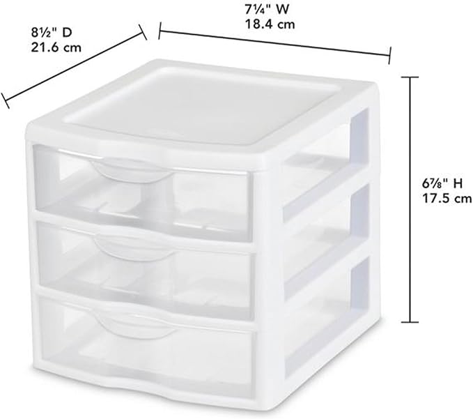 Sterilite Clearview Plastic Multipurpose Small 3 Drawer Desktop Storage - Image 3