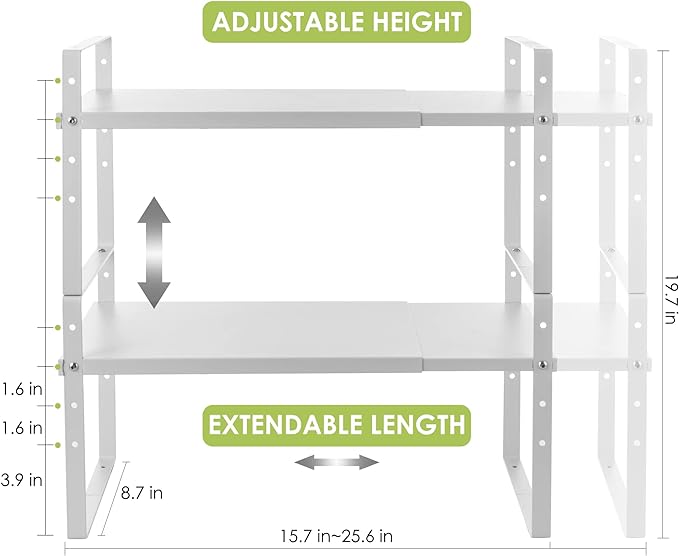 Across-Star Expandable Cabinet Shelf Organizer Rack, Stackable Kitchen Counter - Image 5