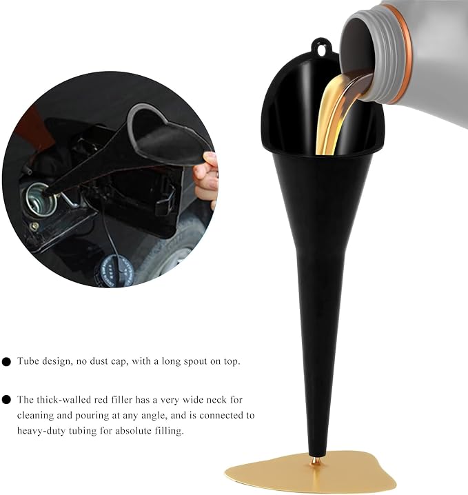 Oil Funnel, Plastic Long Neck Multi-Purpose Spill Saver Funnel, Engine Oil - Image 3