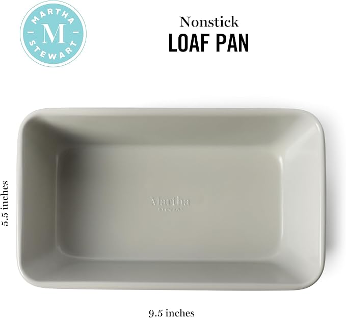 Martha Stewart Carbon Steel Nonstick 9 Inch Loaf Pan | Cool Gray | Deep Shape | - Image 2