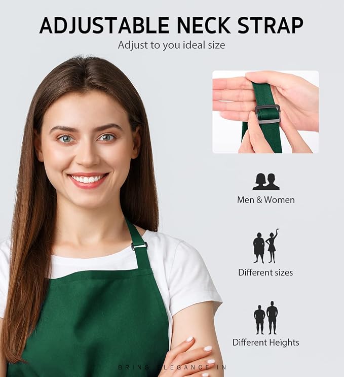 Syntus 12 Pack Bib Apron, Unisex Aprons Adjustable Waterdrop Resistant - Image 4