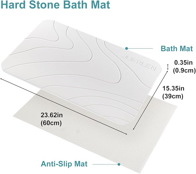 JUERLEN 2 Pack Diatomaceous Earth Shower Mat, Stone Bath Mat, Nonslip Super - Image 2