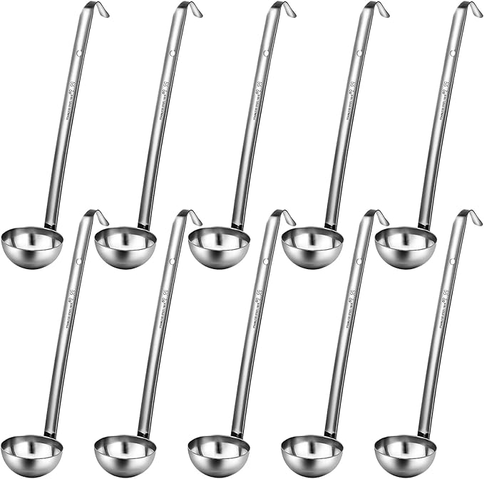 Potchen 10 Pcs Stainless Steel Soup Ladle Set Small Ladle Sturdy Long Handle by Potchen