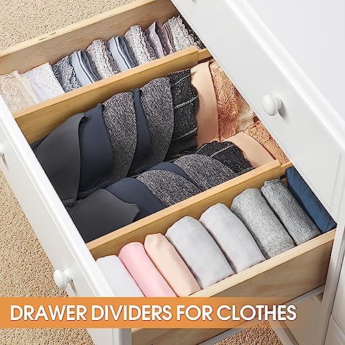 Bamboo Drawer Dividers, Adjustable Drawer Organizers, Fits 12.6–16"