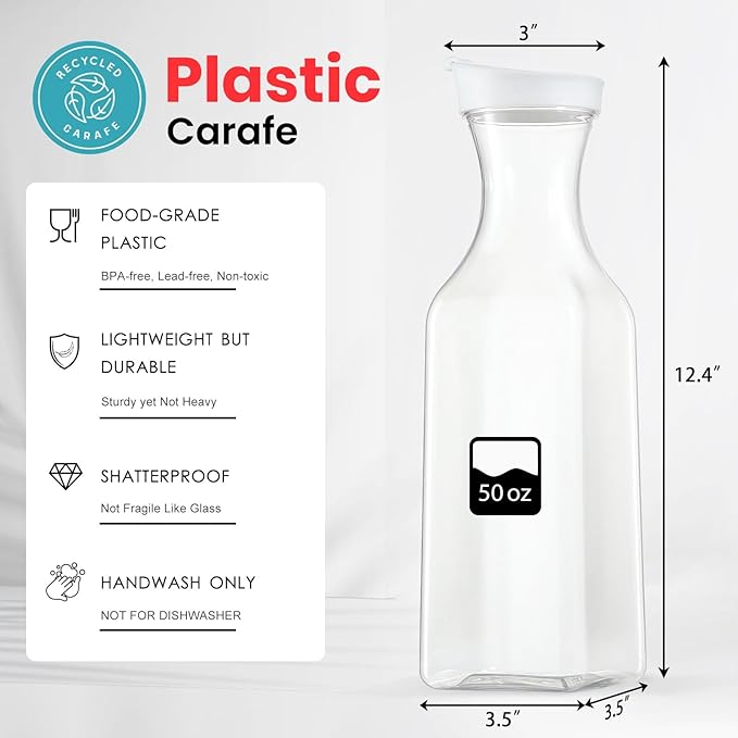 Plastic 8 PACK Large 50 Oz Water Carafe - Image 2