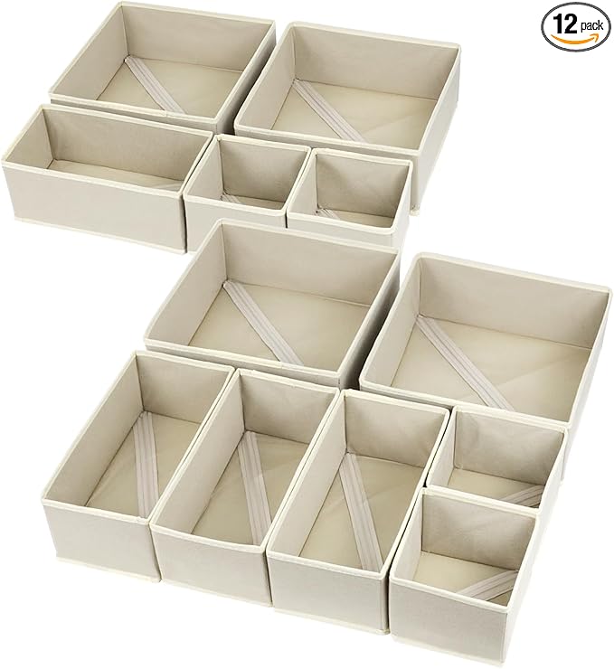 Fordonral 12 Pack Drawer Organizer Clothes, Foldable Fabric Dresser Organizer by Fordonral
