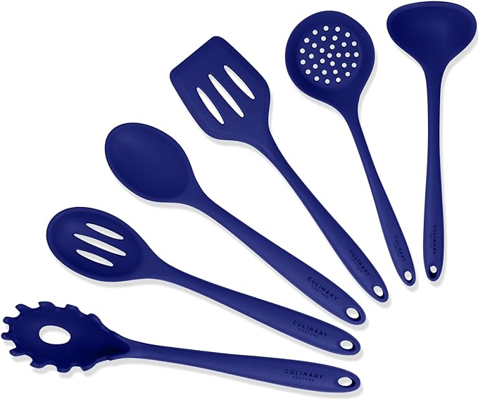 Culinary Couture Blue Silicone Kitchen Utensils Set of 6, Non-Stick by CulinaryCouture