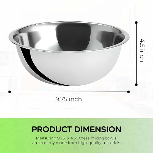 OCS Parts 3 Quart Mixing Bowls | Set of 2 | 9.75-Inch Stainless Steel - Image 2