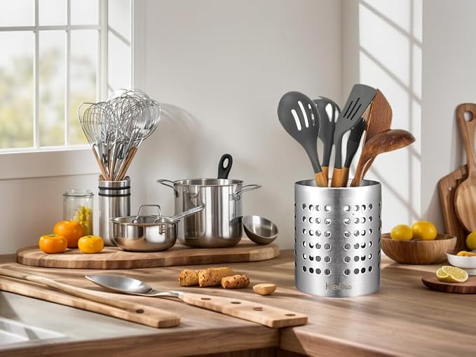 KSENDALO Metal Utensil Holder Set, Small SUS304 Steel Utensil Holder Flatware - Image 4