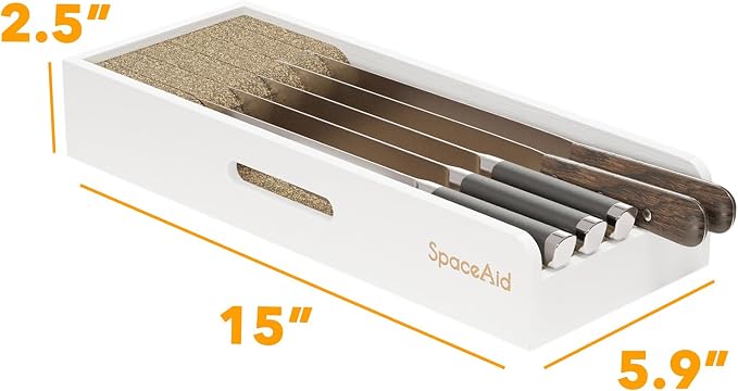 SpaceAid Knife Drawer Organizer Bamboo Insert Dock, Kitchen Steak Knives Holder - Image 5