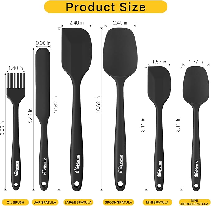 NileHome Silicone Spatula Set, 6 Pieces Food Grade Kitchen Utensils - Image 2