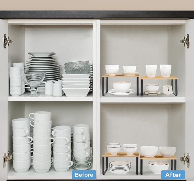 NEX Kitchen Cabinet and Counter Shelf Organizer, Stackable & Expandable - Image 4
