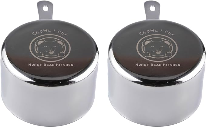 Honey Bear Kitchen 1 Cup 240 ml Measuring Scoop Cups, Polished Stainless Steel by HONEYBEARKITCHEN