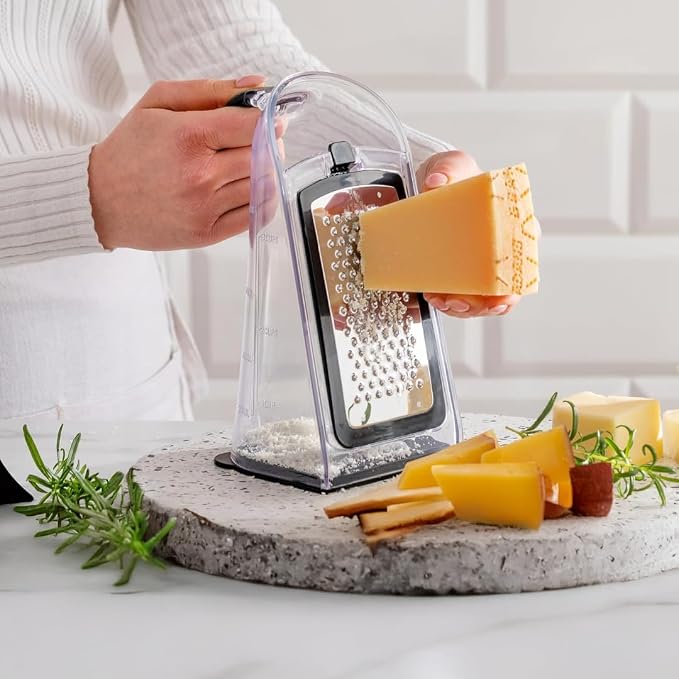 GINSU Plastic 3-in-1 Ergonomic Grater – 5x4x8in Multifunctional Cheese - Image 3