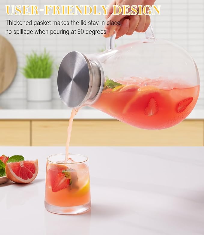 Glass Pitcher, 86oz Glass Water Pitcher - Image 3