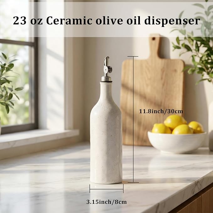 Olive Oil Dispenser Bottle for Kitchen, 23 Oz Ceramic Oil Dispenser - Image 4