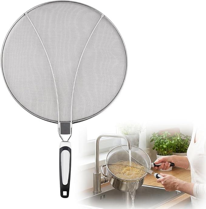 Stainless Steel Grease Splatter Guard, 11-Inch Fine Mesh Cover by WUSAIRX