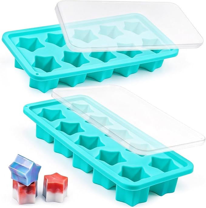 Webake Star Ice Cube Tray with Lid, 2 Packs Silicone Star Ice Molds - Image 8