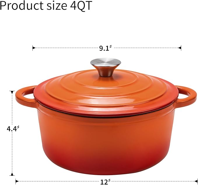 Enameled Cast Iron Dutch Oven - 4QT Pot - Image 3