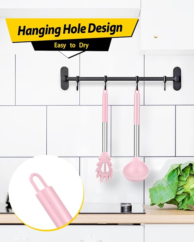 Silicone Pasta Fork and Ladle Spoon Set, Large Non Stick Kitchen Utensils - Image 6