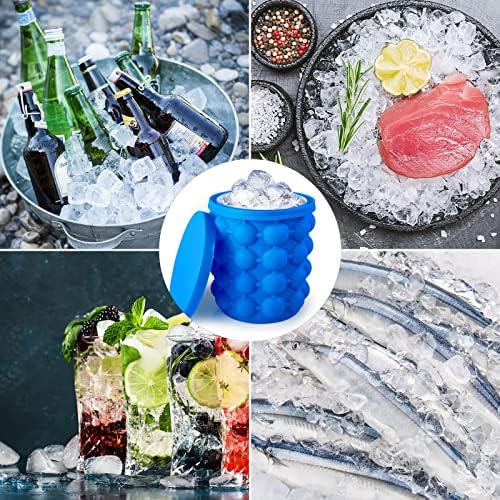 Aoutrow Ice Cube Mold, Silicone Ice Bucket Ice Cup with Lid (2 in 1)