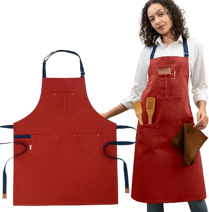 Cotton Canvas Apron for Women & Men – Adjustable Neck Strap & Waist Ties by Unknown