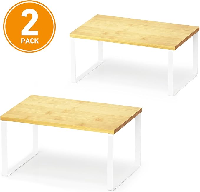 SpaceAid Cabinet Shelf Organizers 2 Pack, Kitchen Counter Rack Shelves Riser - Image 7