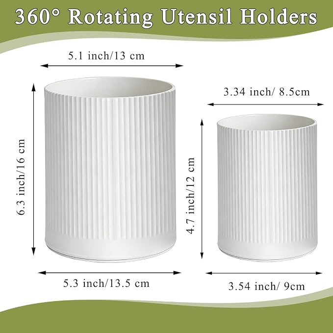 HOMQUEN 360° Rotating Utensil Holder, 6.3''+4.7'' Plastic Kitchen Utensil Holder - Image 2