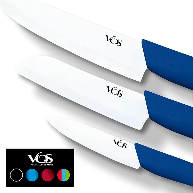 Vos Ceramic Knife Set in Elegant Gift Box, Ceramic Knives Set by Vos