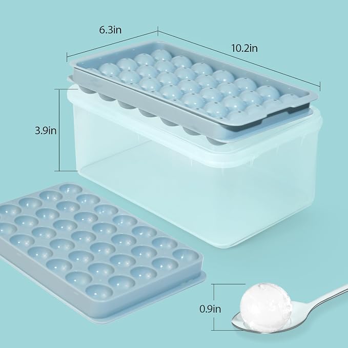 Ice Cube Trays with Lid and Bin, 1.0 IN Small Round Ice Cube Mold - Image 5