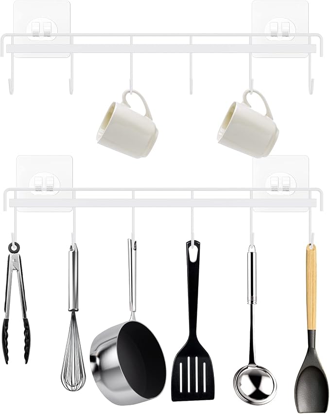 Kitchen Utensil Hanger, Adhesive Utensil Holder Wall Mount Kitchen Rack Rail by HOMEBROS