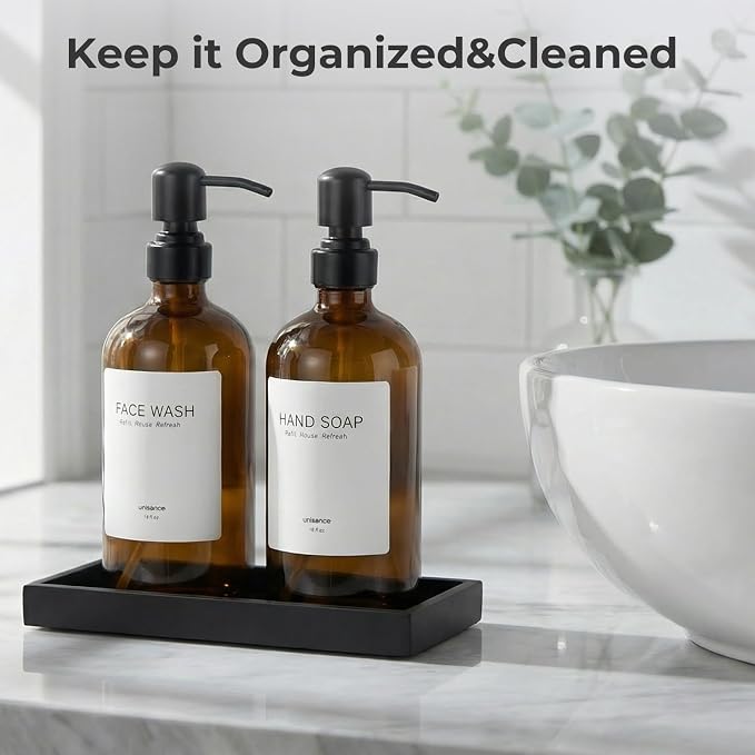 Glass Soap Dispenser Set for Kitchen, Hand and Dish Soap Dispenser - Image 4