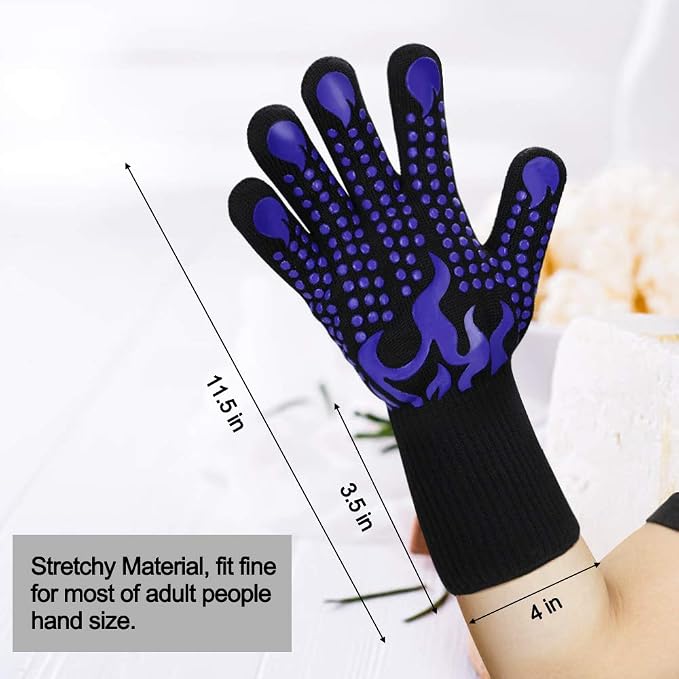 Comsmart BBQ Gloves, 1472 Degree F Heat Resistant Grilling Gloves Silicone - Image 3