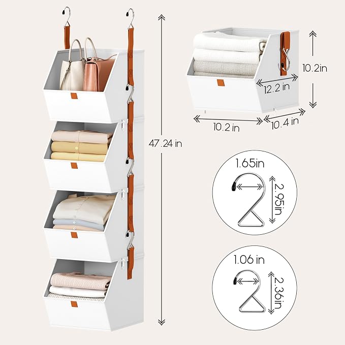 Homsorout Hanging Closet Organizer 4 Tier - Image 3