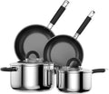 Pots and Pans Set Non Stick, 5 Ply Stainless Steel Cookware Set of 6, 2.8QT by Cinrox